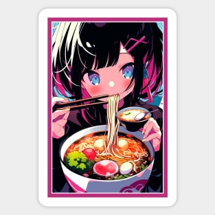 Cute Anime Girl |  Ramen Noodles | Hentaii Chibi Kawaii Design Sticker